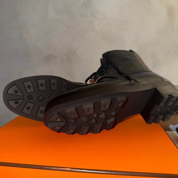 Hermes Black Leather Combat Boots - Picture 4 of 6